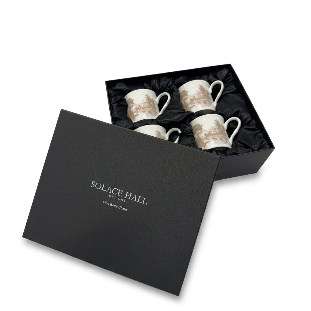 Fine Bone China Mug Set – 4 Premium Coffee Mugs
