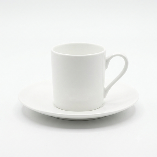 Elegant white fine bone china espresso cup and saucer
